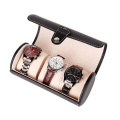 wholesale customized round cylinder luxury leather watch display box 2 slot 3/10/12/20 slot watch display box